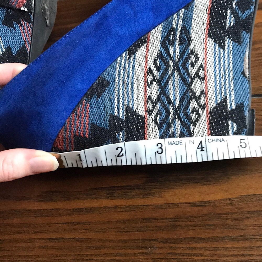 Blue Aztec Wedge Platform Heels - Picture 5 of 9